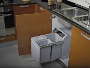 PATTUMIERA ESTRAIBILE per BASE CUCINA; ECOLOGICA Secchi 1x18L+1x8L