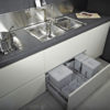 WASTEBIN for KITCHEN DRAWER; ECO module 90 cm Bins 1×15+1×10+1x6L with waste paperholder and 4 trays -PTC28 09050 3F 3