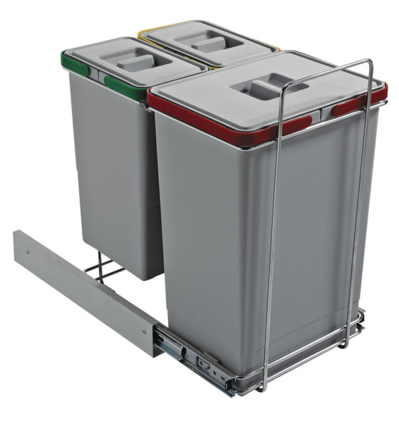 PULL-OUT WASTE BIN for KITCHEN BASE; ECO bins 1x24L+2x8L -PF01 44B1