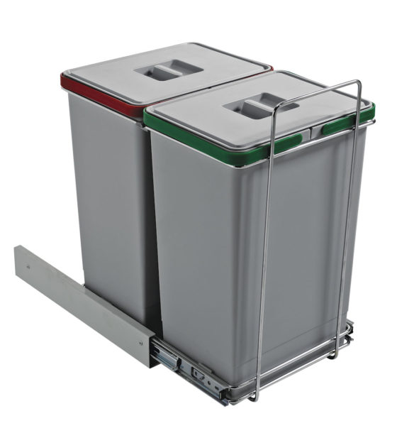 PULL-OUT WASTE BIN for KITCHEN BASE; ECO bins 3x8L 2x24L -PF01 44B2