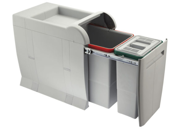 PULL-OUT WASTE BIN for KITCHEN BASE; ECO bins 1x18L+1x8L -PTA 3045A