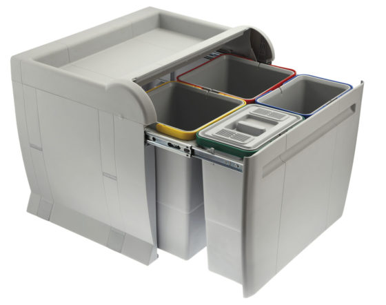 PULL-OUT WASTE BIN for KITCHEN BASE; ECO bins 2x12L+2x8L -PTA 5040A