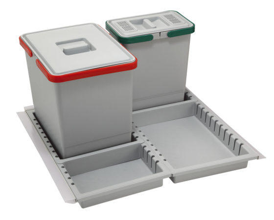 WASTEBIN for KITCHEN DRAWER; ECO module 60 cm Bins 1x15+1x6L -PTC28 06050 1F