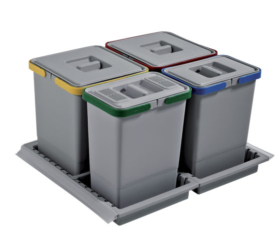 WASTEBIN for KITCHEN DRAWER; ECO module 60 cm Bins 1x15+2x10+1x6L -PTC28 06050 2F