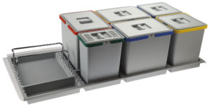 WASTEBIN for KITCHEN DRAWER; ECO module 120 cm Bins 1x15+2x10+1x6L -PTC28 12050 1F