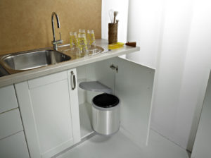 SWING OUT plastic/stainless steel WASTE BIN AUTOMATIC kitchen door opening ; ECO Bin 1x10L -PPI607/1