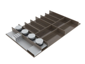 Accessorie Spice Rack (4 glass containers) STAINLESS STEEL for CUTLERY TRAY in full Beech and Laminate